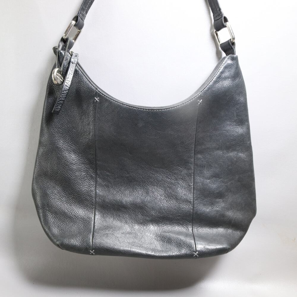 Charter Club Hobo Handbag Women M Black Pebble Leather Purse Shoulder Bag
